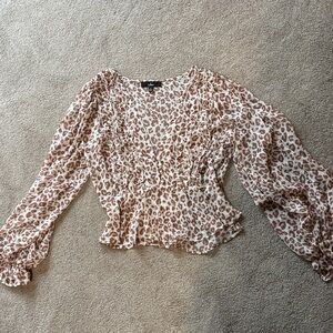 Lulu's Brown Leopard Print Blouse